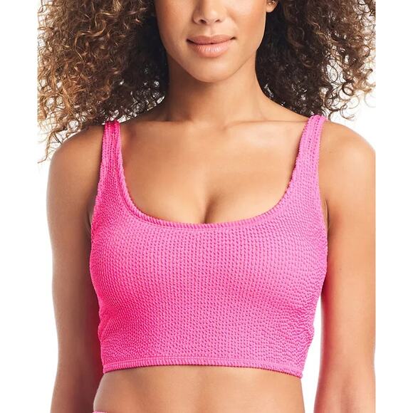 Bar III Other - Bar III Women Hot Pink Rib Textured Beachwear Swim Bikini Tank Top Size S
